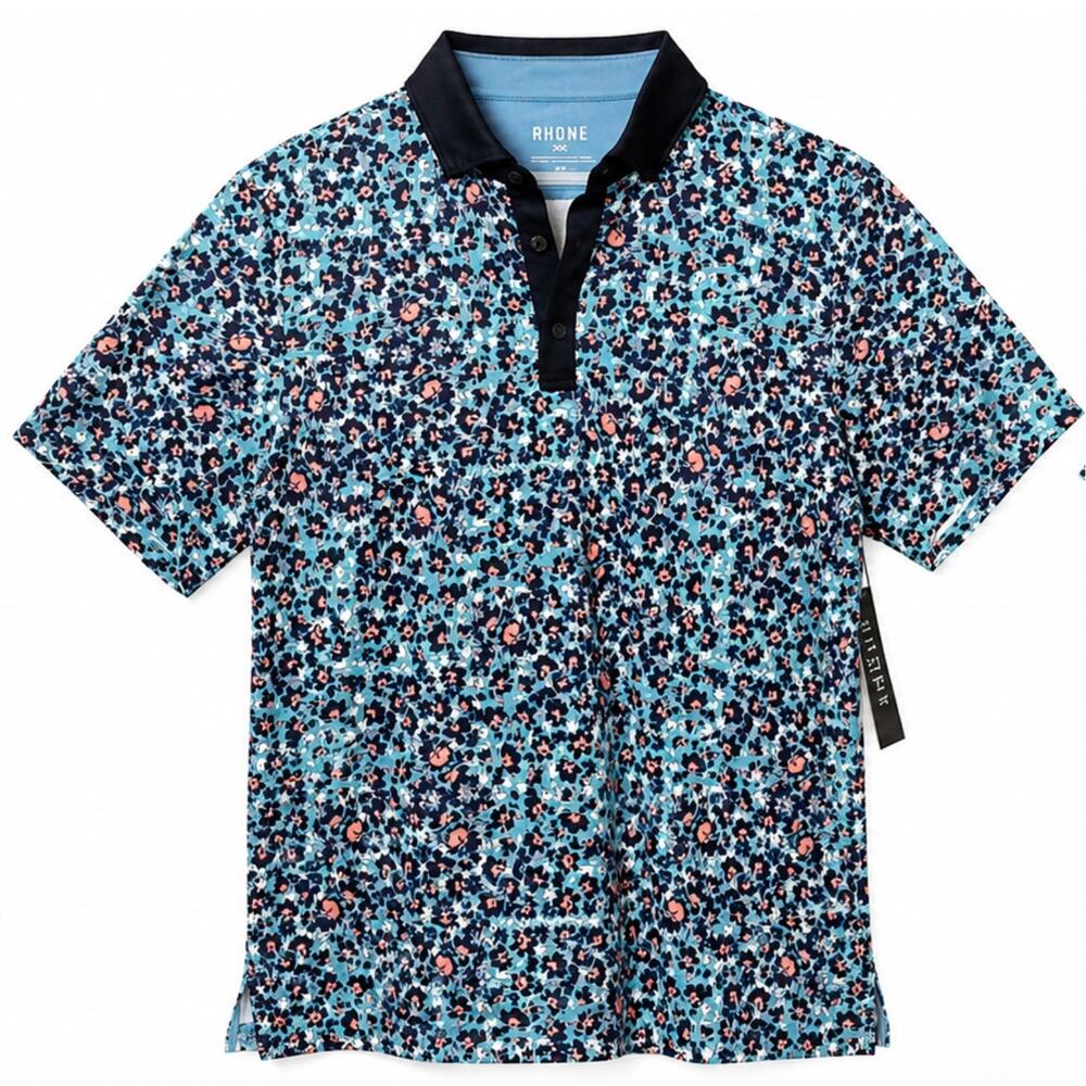 NWT Rhone Sea Jet Floral Golf Polo Shirt Men's Small Performance Stretch Golfer